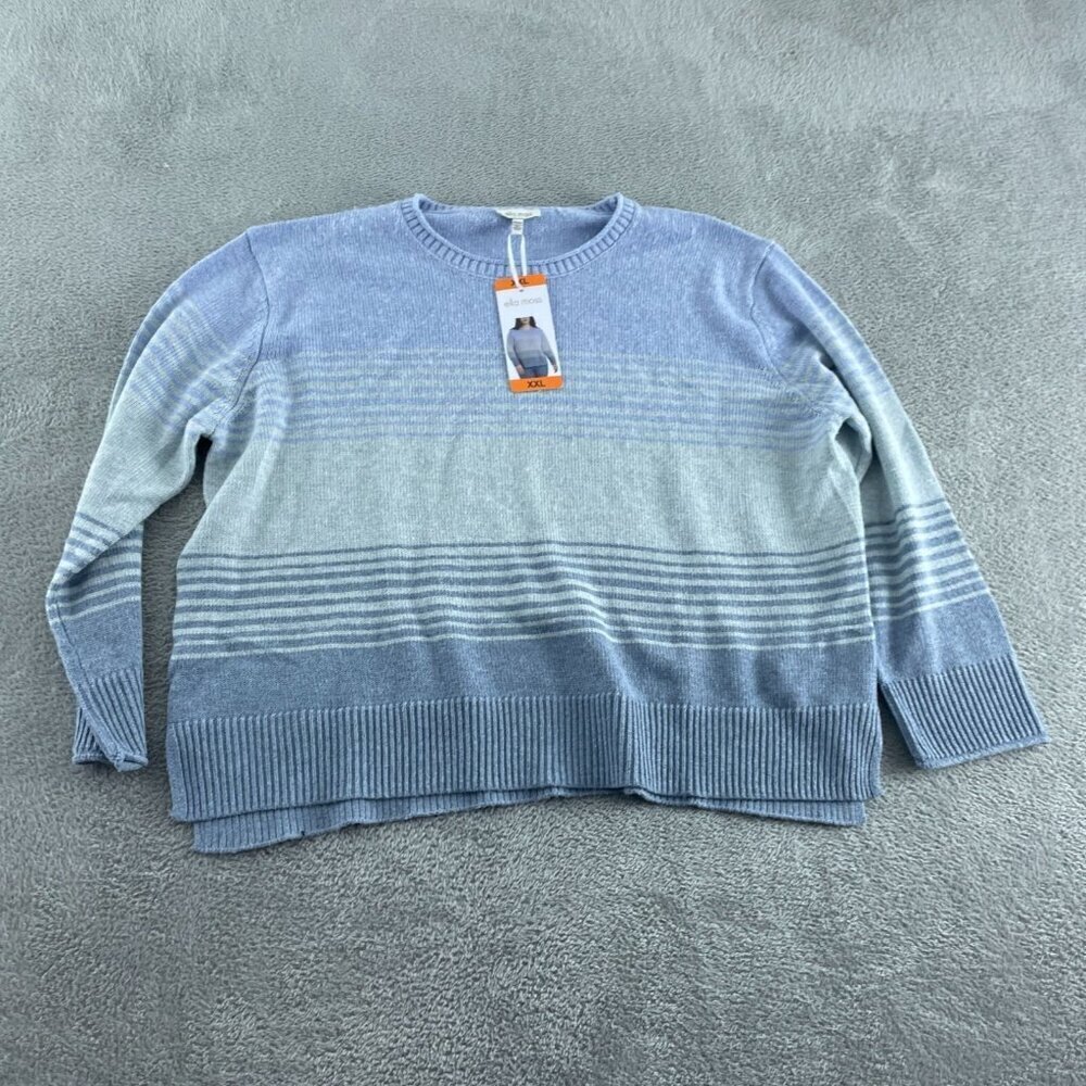 Ella Moss Womens Blue Gradient Striped Knit Sweater XXL Polyester/Nylon NWT 3266